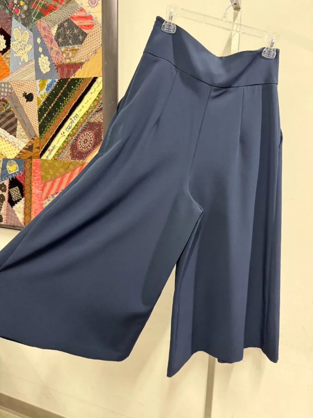 NWT Milly Navy Blue Italian Cady Pleated Wide Leg Culotte Pants Women's Size 10